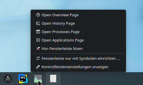 Plasma Systemmonitor: Shortcut Actions
